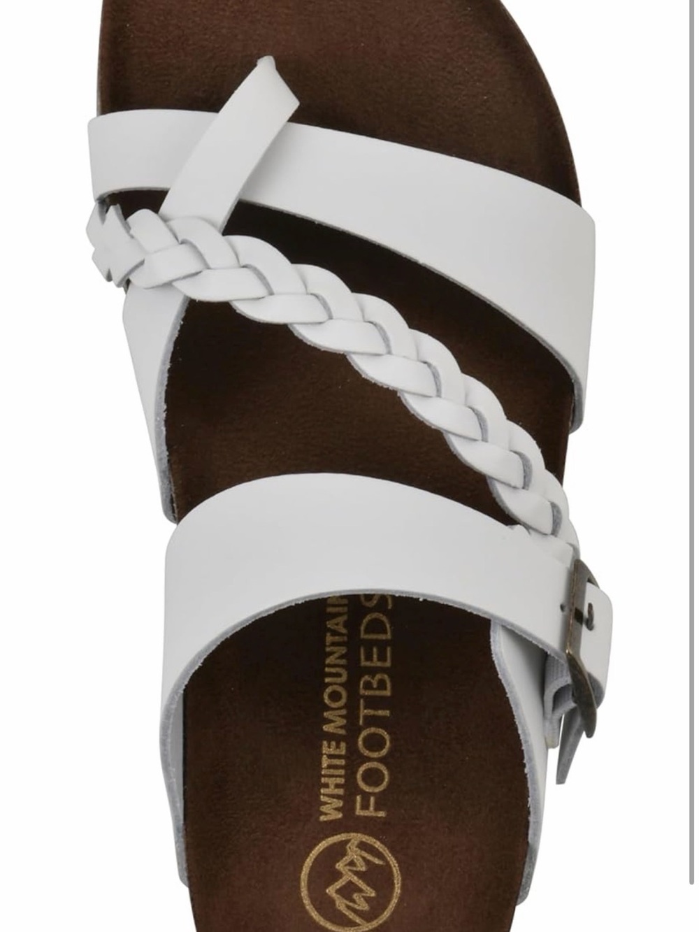 White Mountain Women's White Braided Toe-Ring Slide Sandals with Buckle - Picture 3 of 8
